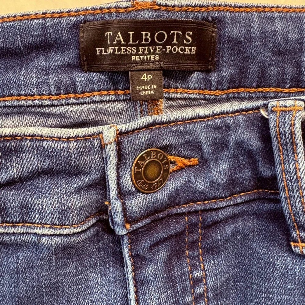 Talbots Jeans Women‎ Sz 4 Petite Flawless Five Pocket Denim Button Cuff